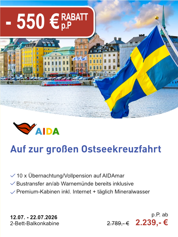 Weltenbummler Last Minute - AIDAmar Ostseekreuzfahrt